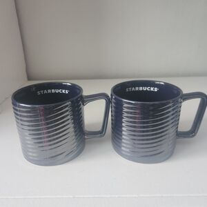 Starbucks Iridescent Rainbow Luster Swirl Ceramic Tea Coffee Cup Mug 12 oz Set 2